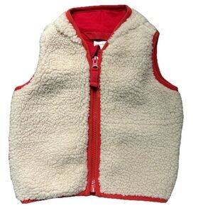 Hanna Andersson Baby Sherpa Vest Red Trim Size 3-6 Months